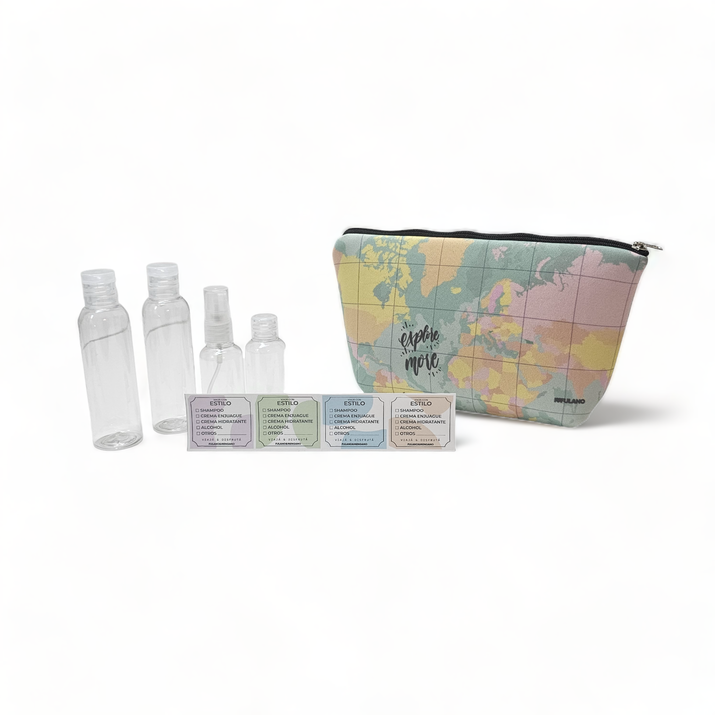 5% OFF - NECESER SIMIL NEOPREN + STICKERS + ATOMIZADOR + FRASCO CH + 2 FRASCOS GRANDES - MAPA